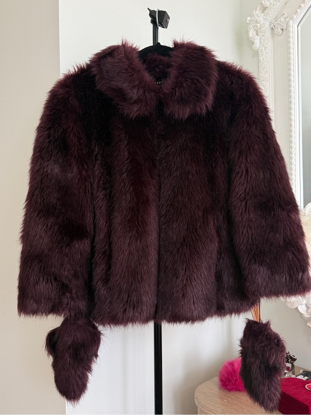 Vintage Miss Sixty Y2K Faux Fur Coat With Mittens - Picture 2 of 16